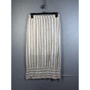 Apt 9 Skirt Womens Medium Beige Striped Long Lined Elastic Waist Lightweight